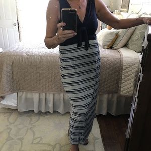 Simple striped knit maxi dress